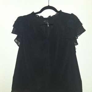 1STATE Women's Classic Black Ruffle Blouse